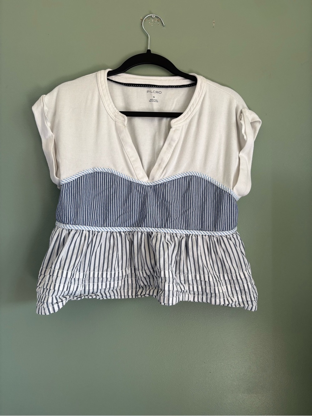 Anthropologie Pilcro Mixed Stripe Babydoll Blouse